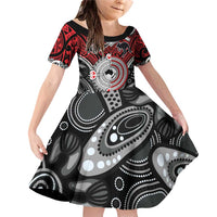 Aotearoa and Australia Family Matching Off Shoulder Short Dress and Hawaiian Shirt New Zealand Honour The Treaty Ake!Ake!Ake! LT9 Daughter's Dress Red - Polynesian Pride