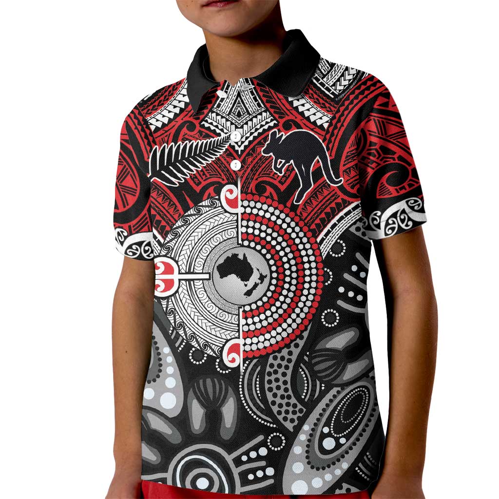Aotearoa and Australia Kid Polo Shirt New Zealand Honour The Treaty Ake!Ake!Ake! LT9 Kid Red - Polynesian Pride