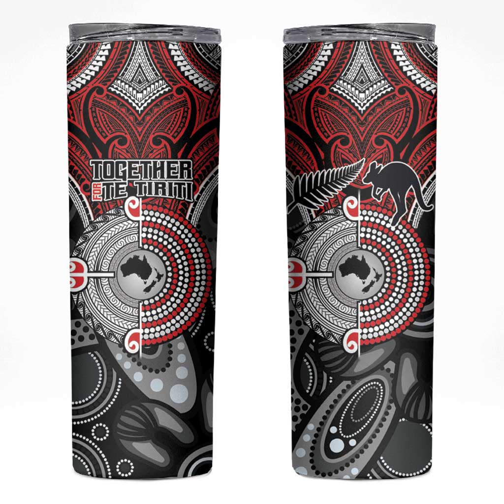 Aotearoa and Australia Skinny Tumbler New Zealand Honour The Treaty Ake!Ake!Ake! LT9 Red - Polynesian Pride