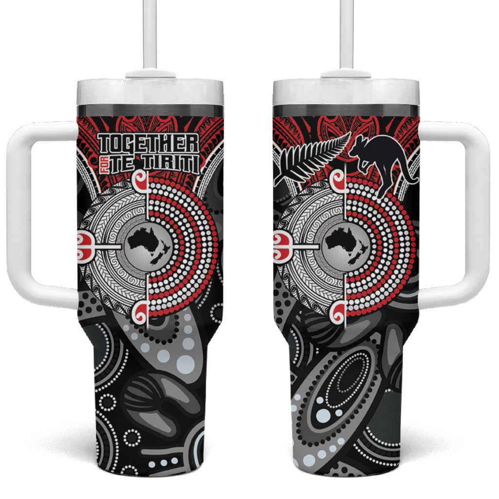 Aotearoa and Australia Tumbler With Handle New Zealand Honour The Treaty Ake!Ake!Ake! LT9 One Size: 40 oz Red - Polynesian Pride