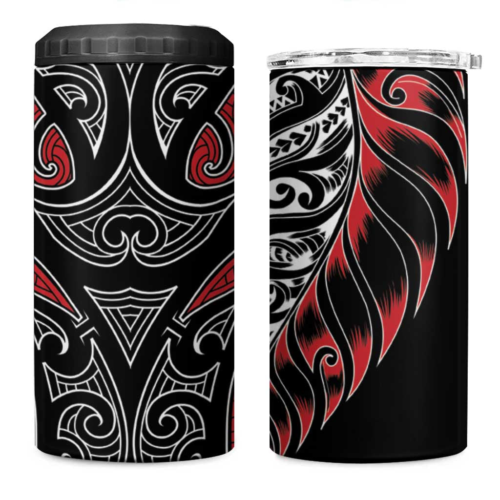 Koru Fern New Zealand 4 in 1 Can Cooler Tumbler Maori Tribal Pattern