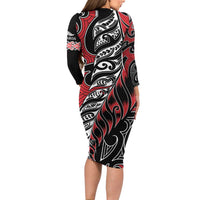 Koru Fern New Zealand Family Matching Long Sleeve Bodycon Dress and Hawaiian Shirt Maori Tribal Pattern LT9 - Polynesian Pride