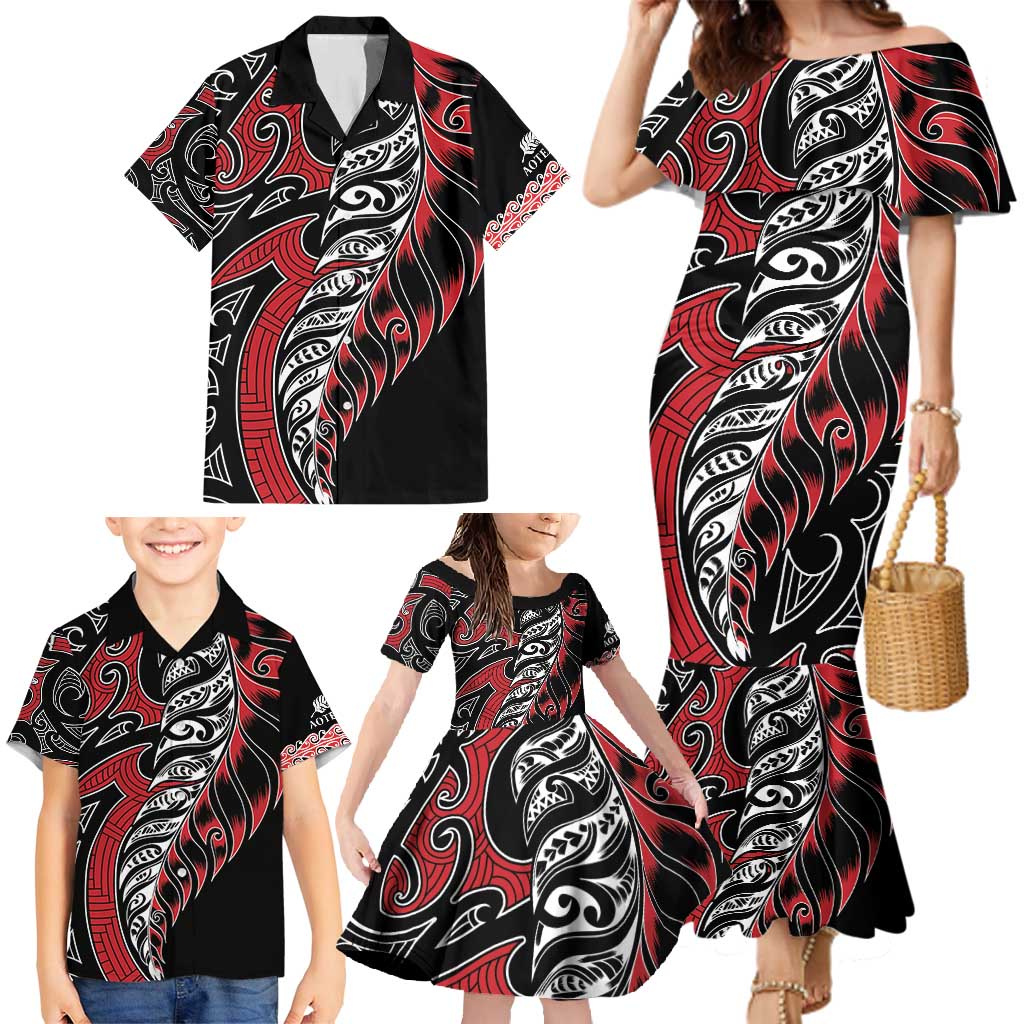 Koru Fern New Zealand Family Matching Mermaid Dress and Hawaiian Shirt Maori Tribal Pattern LT9 - Polynesian Pride
