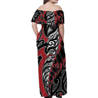 Koru Fern New Zealand Family Matching Off Shoulder Maxi Dress and Hawaiian Shirt Maori Tribal Pattern LT9 - Polynesian Pride