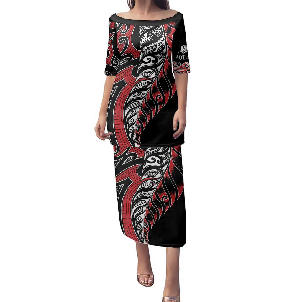 Koru Fern New Zealand Family Matching Puletasi and Hawaiian Shirt Maori Tribal Pattern LT9 Mom's Dress Red - Polynesian Pride