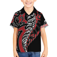 Koru Fern New Zealand Family Matching Puletasi and Hawaiian Shirt Maori Tribal Pattern LT9 Son's Shirt Red - Polynesian Pride
