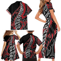 Koru Fern New Zealand Family Matching Short Sleeve Bodycon Dress and Hawaiian Shirt Maori Tribal Pattern LT9 - Polynesian Pride