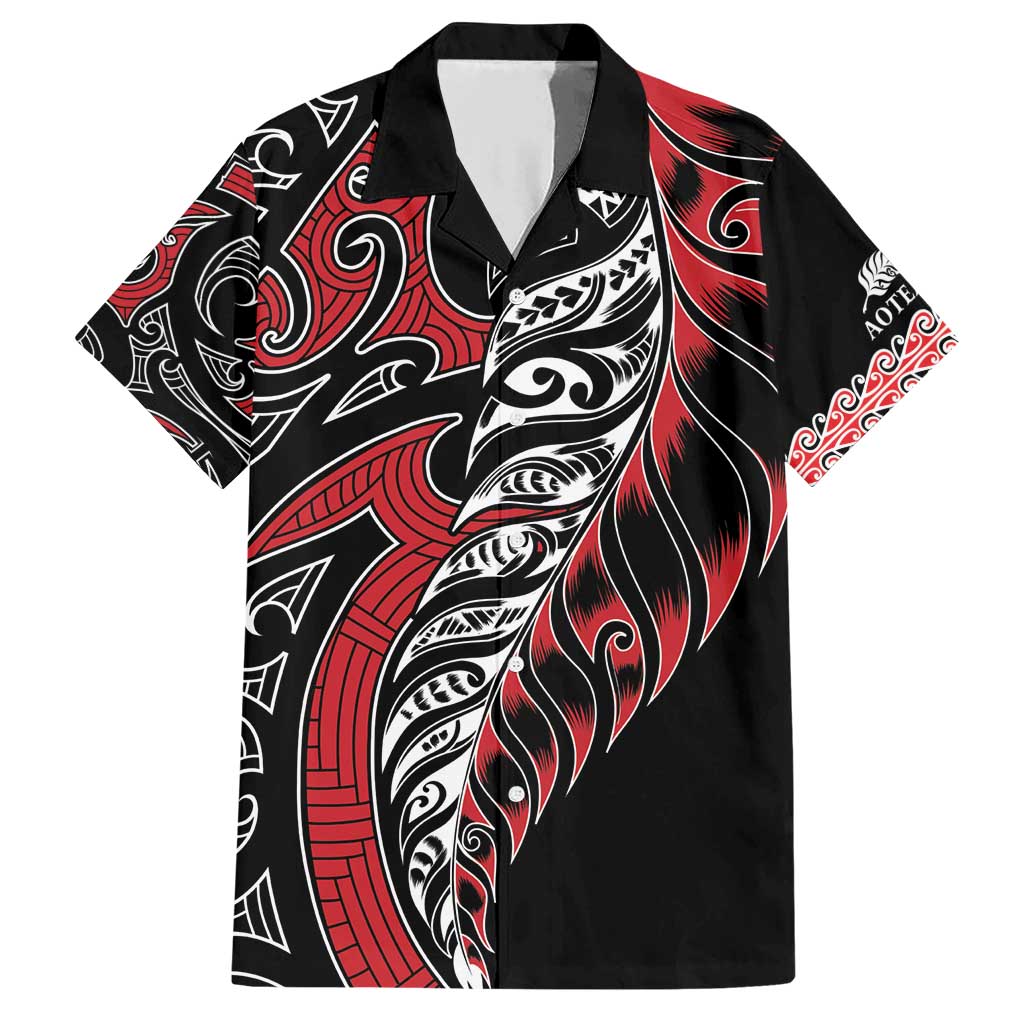 Koru Fern New Zealand Family Matching Short Sleeve Bodycon Dress and Hawaiian Shirt Maori Tribal Pattern LT9 Dad's Shirt - Short Sleeve Red - Polynesian Pride