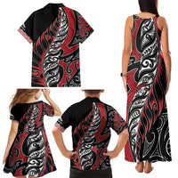 Koru Fern New Zealand Family Matching Tank Maxi Dress and Hawaiian Shirt Maori Tribal Pattern LT9 - Polynesian Pride