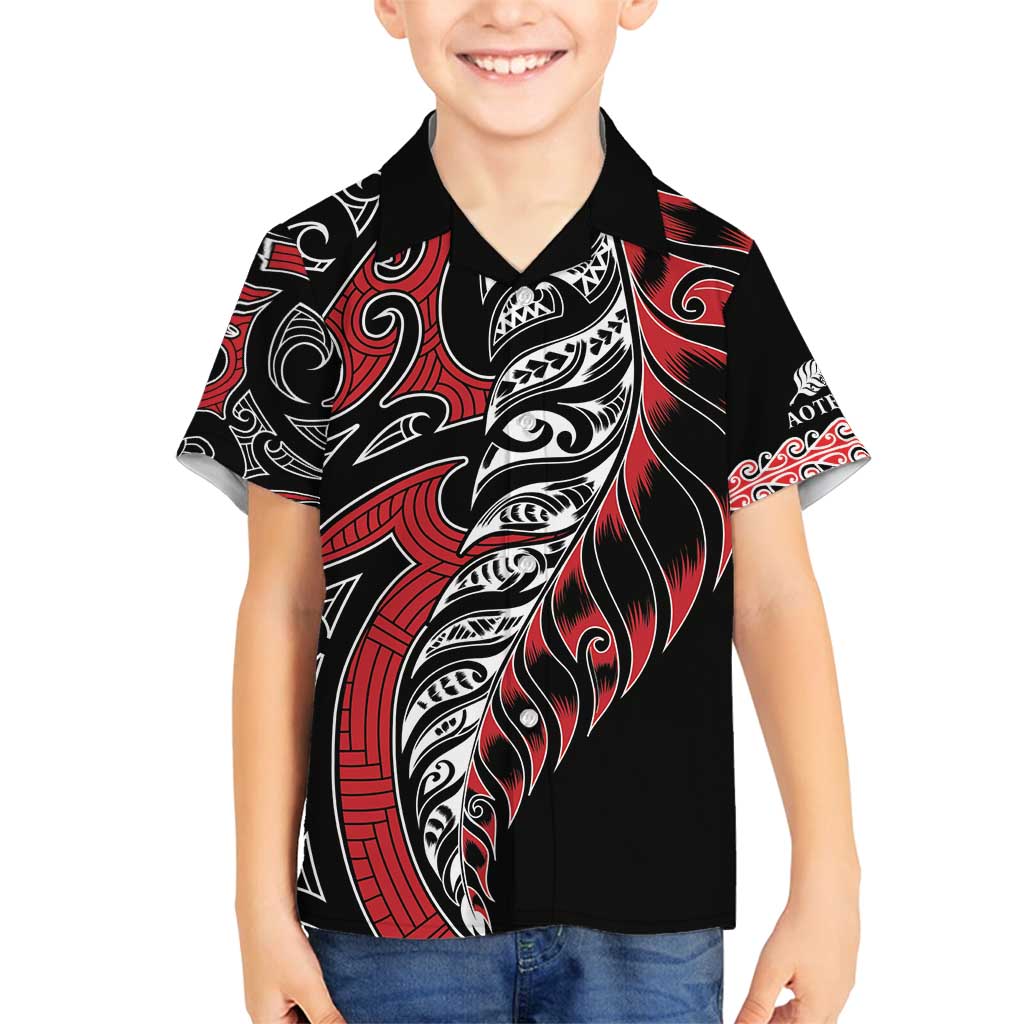 Koru Fern New Zealand Family Matching Tank Maxi Dress and Hawaiian Shirt Maori Tribal Pattern LT9 Son's Shirt Red - Polynesian Pride