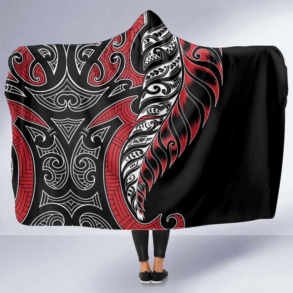 Koru Fern New Zealand Hooded Blanket Maori Tribal Pattern