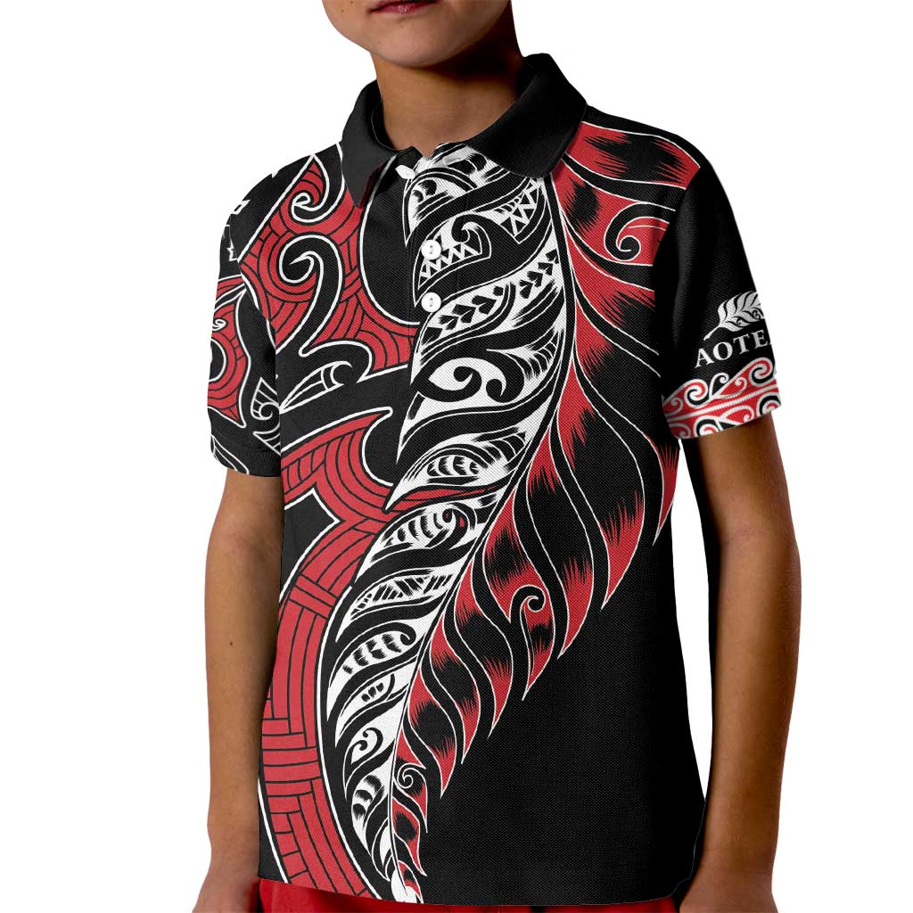 Koru Fern New Zealand Kid Polo Shirt Maori Tribal Pattern LT9 Kid Red - Polynesian Pride