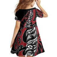 Koru Fern New Zealand Kid Short Sleeve Dress Maori Tribal Pattern