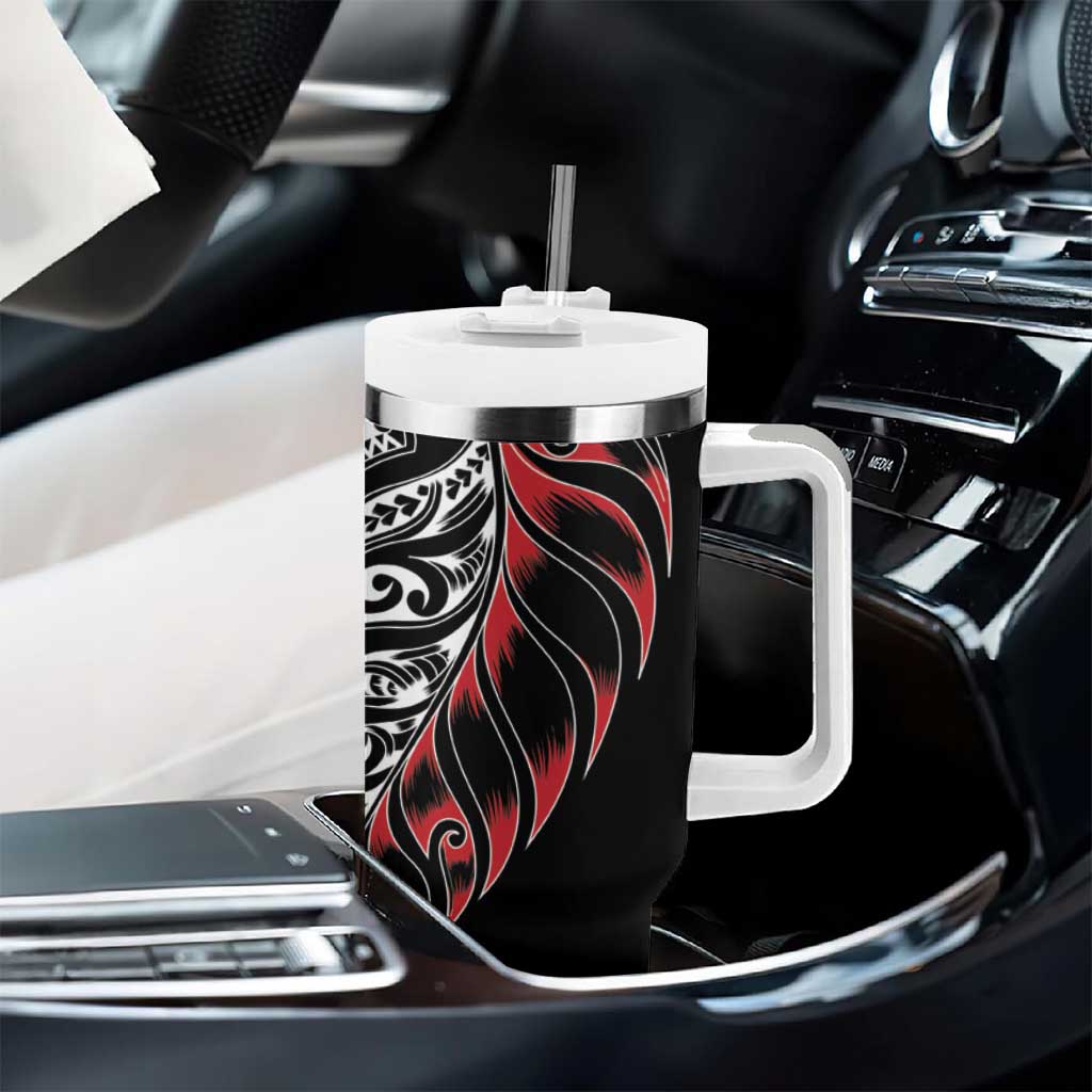 Koru Fern New Zealand Tumbler With Handle Maori Tribal Pattern