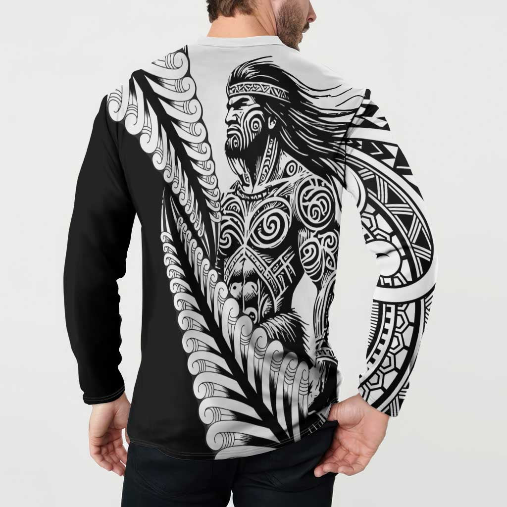 Koru Fern New Zealand Maori Tribal Warrior Button Sweatshirt