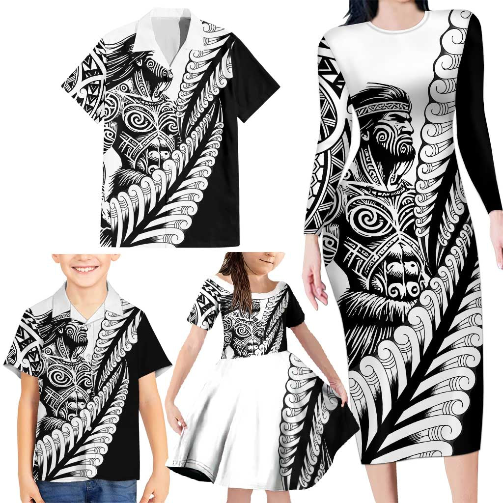 Koru Fern New Zealand Maori Tribal Warrior Family Matching Long Sleeve Bodycon Dress and Hawaiian Shirt LT9 - Polynesian Pride