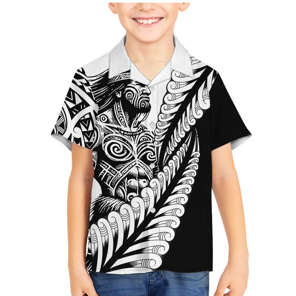 Koru Fern New Zealand Maori Tribal Warrior Family Matching Mermaid Dress and Hawaiian Shirt LT9 Son's Shirt Black - Polynesian Pride