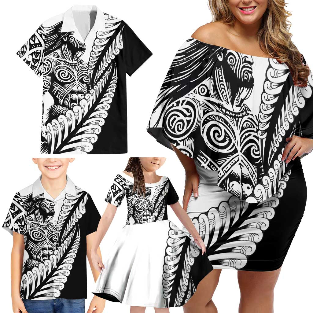 Koru Fern New Zealand Maori Tribal Warrior Family Matching Off Shoulder Short Dress and Hawaiian Shirt LT9 - Polynesian Pride