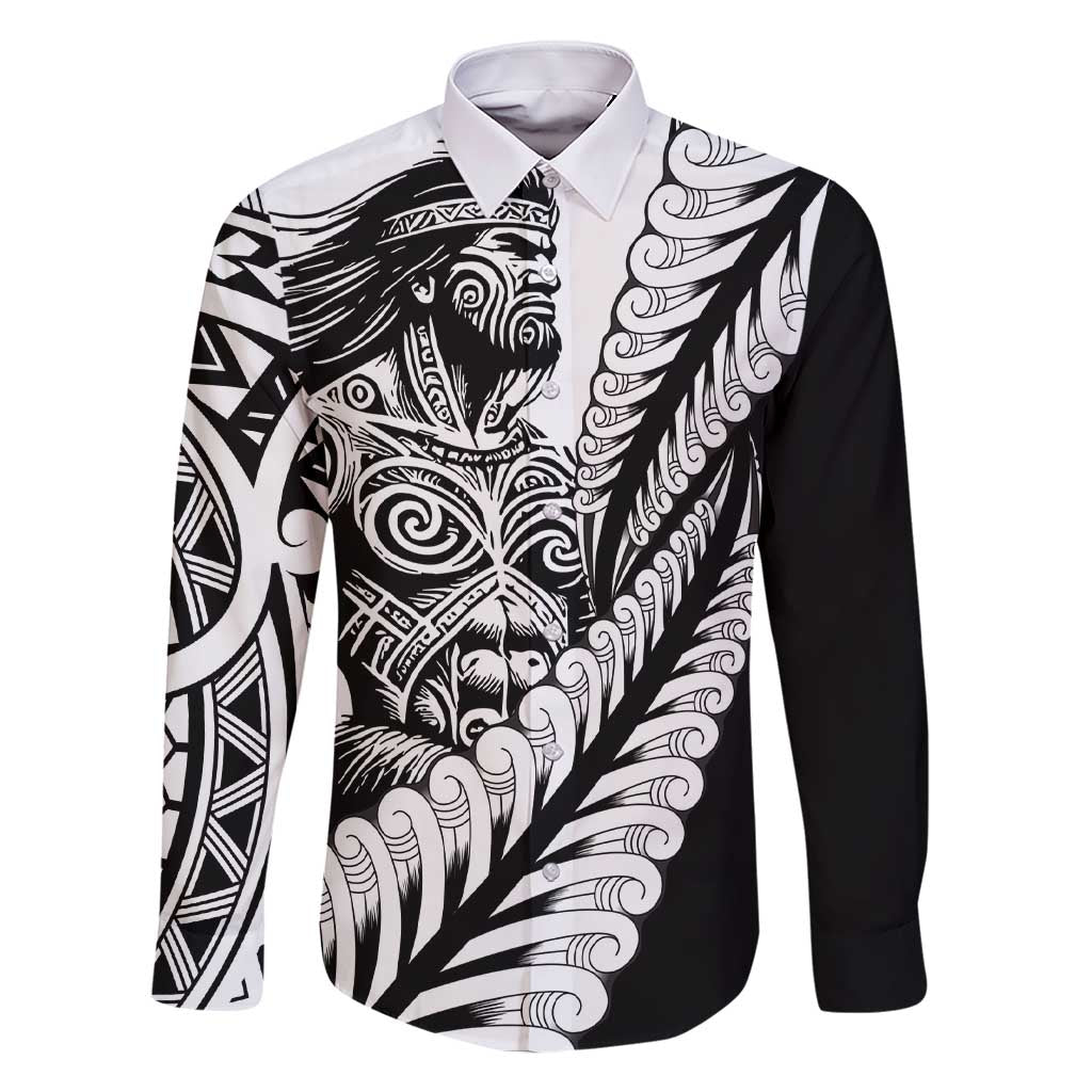 Koru Fern New Zealand Maori Tribal Warrior Family Matching Short Sleeve Bodycon Dress and Hawaiian Shirt LT9 Dad's Shirt - Long Sleeve Black - Polynesian Pride