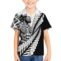 Koru Fern New Zealand Maori Tribal Warrior Kid Hawaiian Shirt LT9 Kid Black - Polynesian Pride