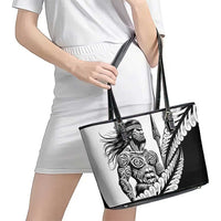 Koru Fern New Zealand Maori Tribal Warrior Leather Tote Bag LT9 - Polynesian Pride