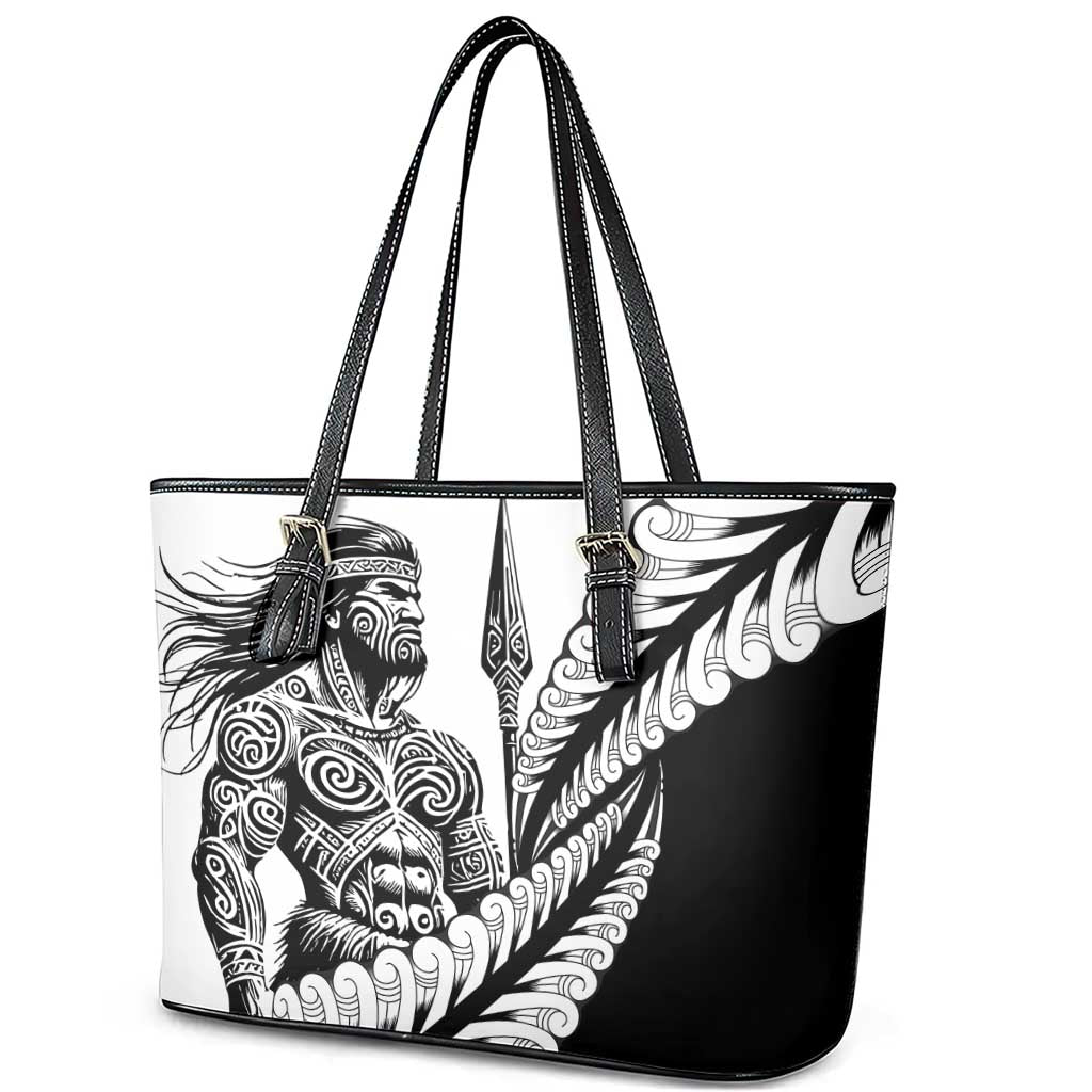 Koru Fern New Zealand Maori Tribal Warrior Leather Tote Bag LT9 - Polynesian Pride