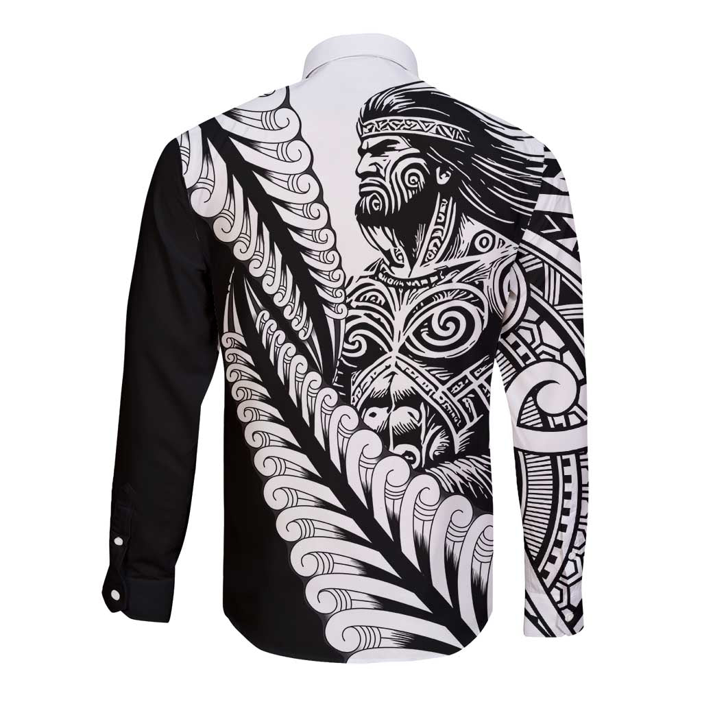 Koru Fern New Zealand Maori Tribal Warrior Long Sleeve Button Shirt LT9 - Polynesian Pride