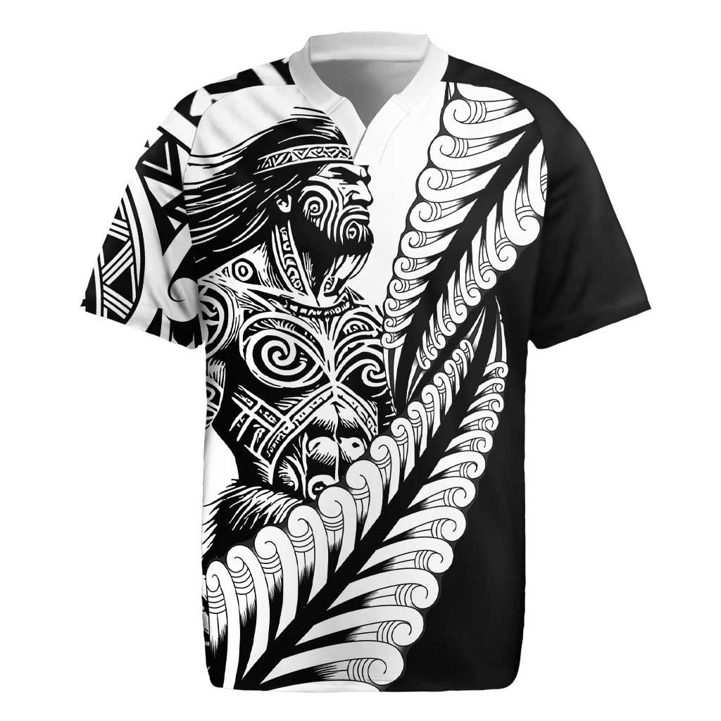 Koru Fern New Zealand Maori Tribal Warrior Rugby Jersey LT9 Black - Polynesian Pride