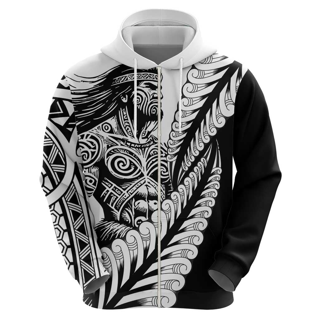 Koru Fern New Zealand Maori Tribal Warrior Zip Hoodie