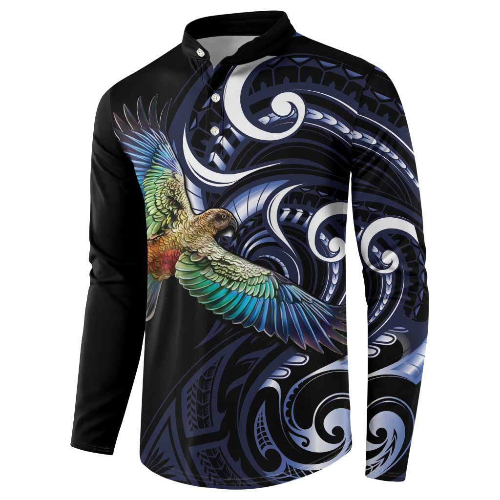 New Zealand Kea Bird Personalised Button Sweatshirt Maori Tribal Koru Art LT9 - Polynesian Pride