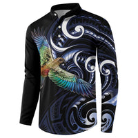 New Zealand Kea Bird Personalised Button Sweatshirt Maori Tribal Koru Art LT9 - Polynesian Pride