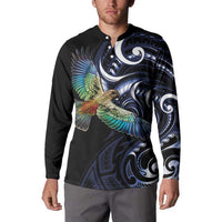 New Zealand Kea Bird Personalised Button Sweatshirt Maori Tribal Koru Art LT9 - Polynesian Pride