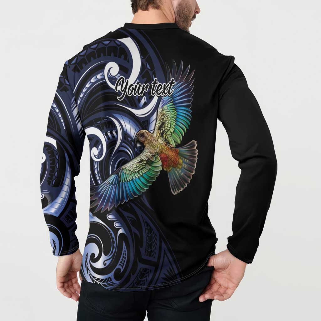 New Zealand Kea Bird Personalised Button Sweatshirt Maori Tribal Koru Art LT9 - Polynesian Pride