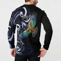 New Zealand Kea Bird Personalised Button Sweatshirt Maori Tribal Koru Art LT9 - Polynesian Pride