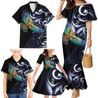 New Zealand Kea Bird Personalised Family Matching Mermaid Dress and Hawaiian Shirt Maori Tribal Koru Art LT9 - Polynesian Pride