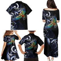 New Zealand Kea Bird Personalised Family Matching Puletasi and Hawaiian Shirt Maori Tribal Koru Art LT9 - Polynesian Pride