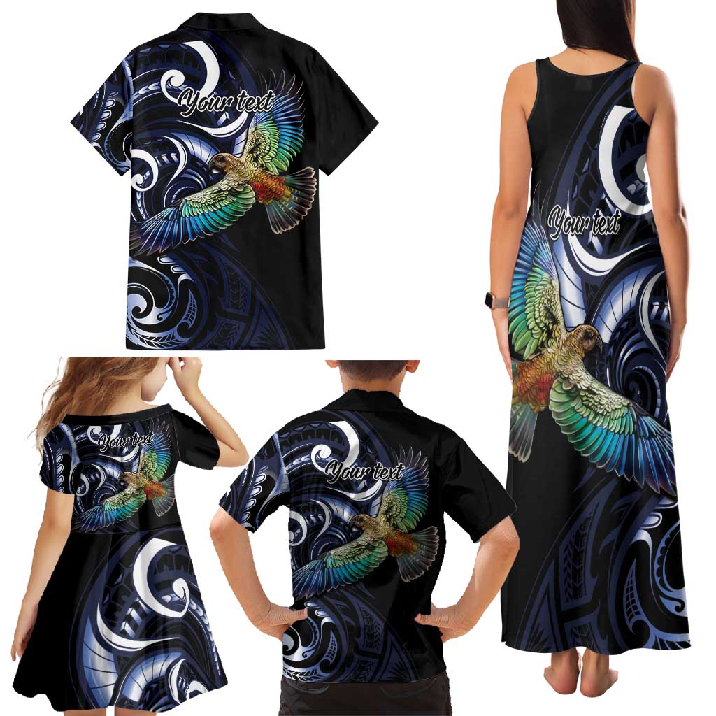 New Zealand Kea Bird Personalised Family Matching Tank Maxi Dress and Hawaiian Shirt Maori Tribal Koru Art LT9 - Polynesian Pride