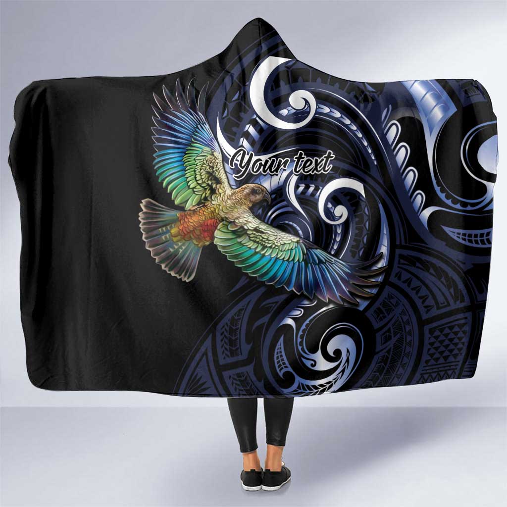 New Zealand Kea Bird Personalised Hooded Blanket Maori Tribal Koru Art