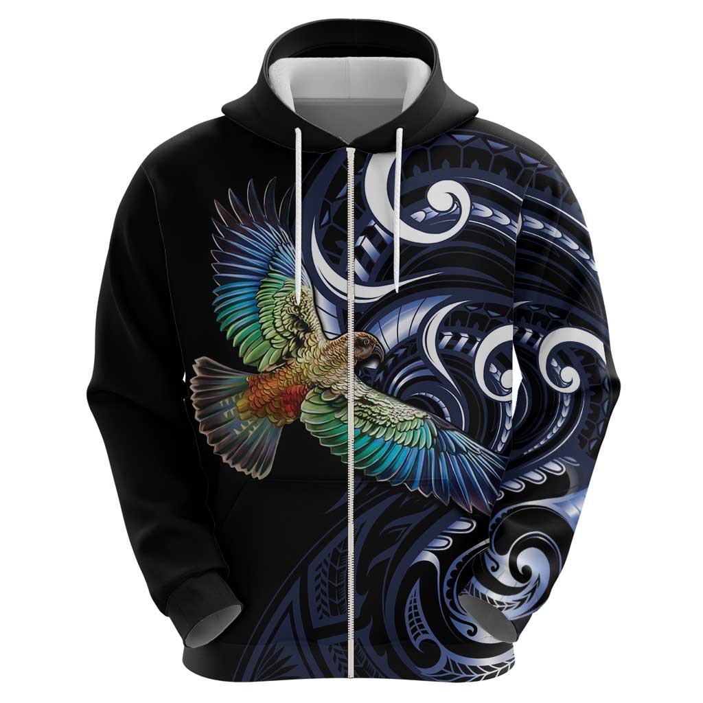 New Zealand Kea Bird Personalised Hoodie Maori Tribal Koru Art