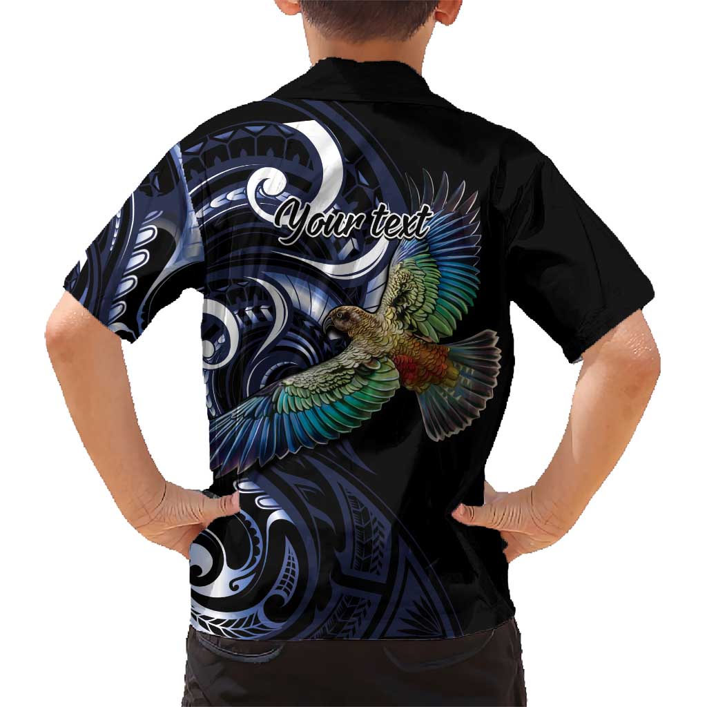 New Zealand Kea Bird Personalised Kid Hawaiian Shirt Maori Tribal Koru Art LT9 - Polynesian Pride