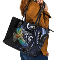 New Zealand Kea Bird Personalised Leather Tote Bag Maori Tribal Koru Art LT9 - Polynesian Pride