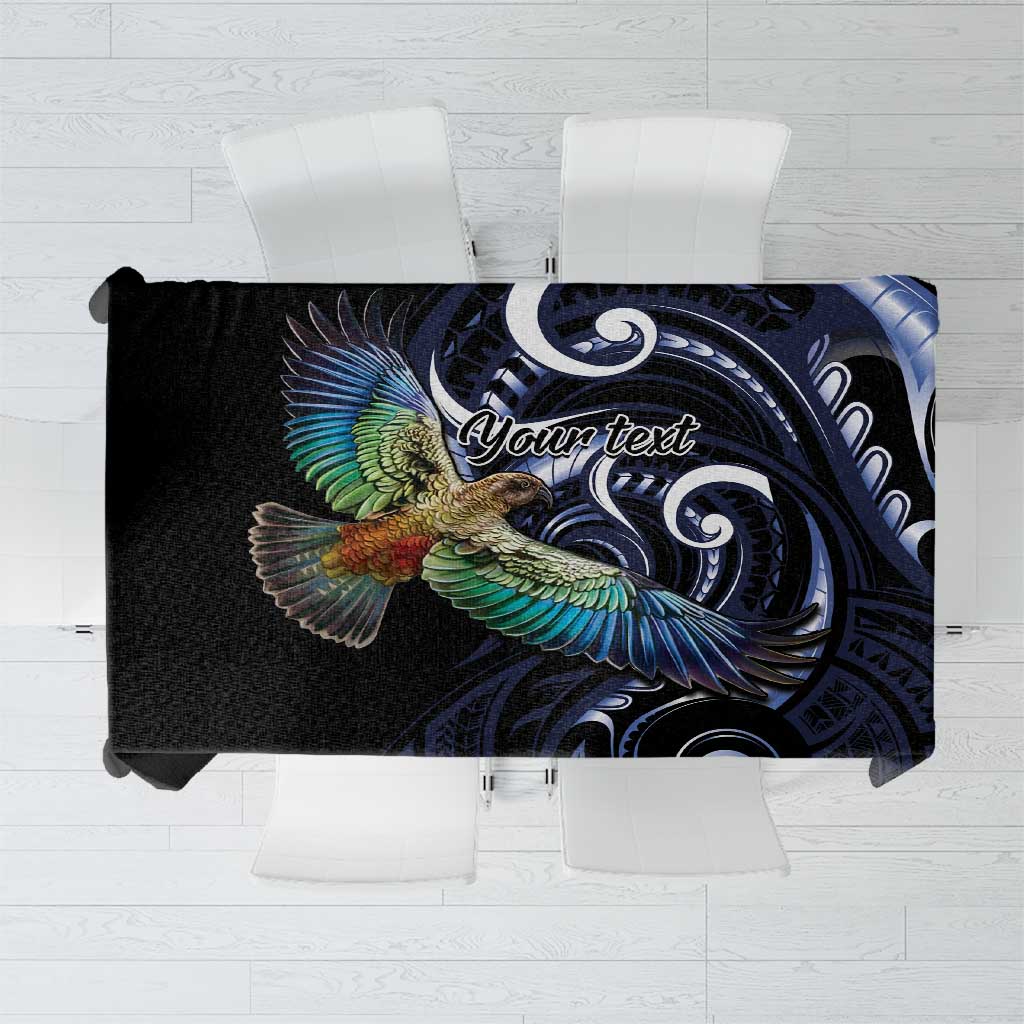 New Zealand Kea Bird Personalised Tablecloth Maori Tribal Koru Art LT9 Blue - Polynesian Pride