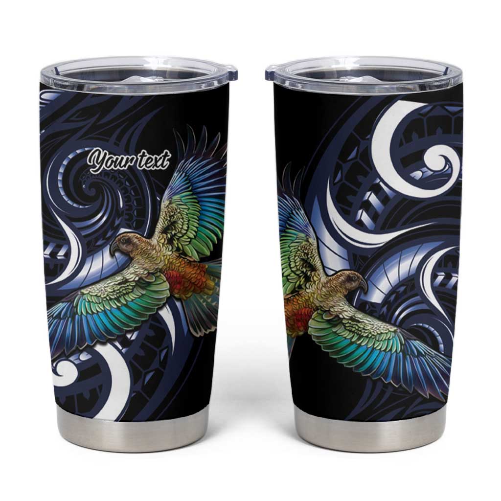 New Zealand Kea Bird Personalised Tumbler Cup Maori Tribal Koru Art