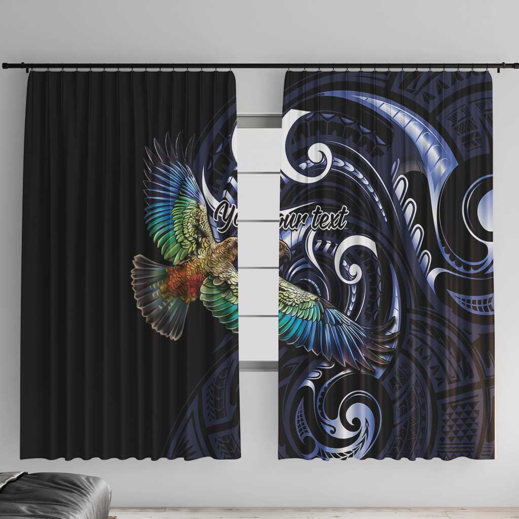 New Zealand Kea Bird Personalised Window Curtain Maori Tribal Koru Art