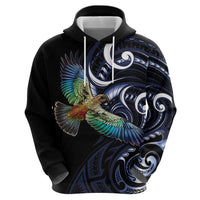 New Zealand Kea Bird Personalised Zip Hoodie Maori Tribal Koru Art