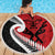 Silver Fern Koru Swirls with Maori Ta Moko Beach Blanket