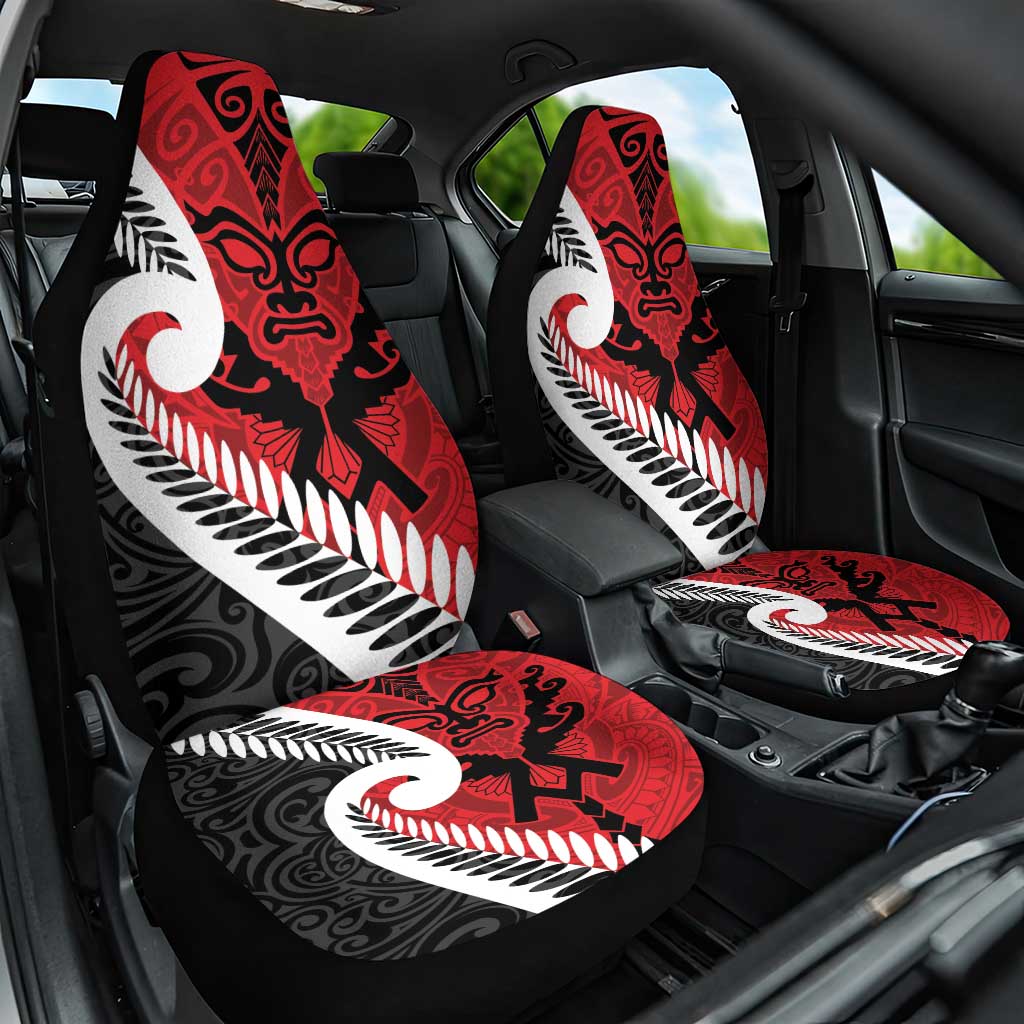 Silver Fern Koru Swirls with Maori Ta Moko Car Seat Cover