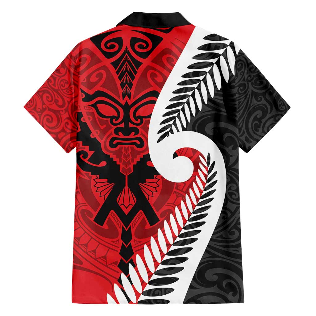 Silver Fern Koru Swirls with Maori Ta Moko Family Matching Off Shoulder Short Dress and Hawaiian Shirt LT9 - Polynesian Pride