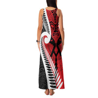 Silver Fern Koru Swirls with Maori Ta Moko Family Matching Tank Maxi Dress and Hawaiian Shirt LT9 - Polynesian Pride