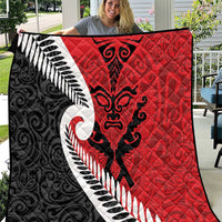 Silver Fern Koru Swirls with Maori Ta Moko Quilt LT9 Red - Polynesian Pride